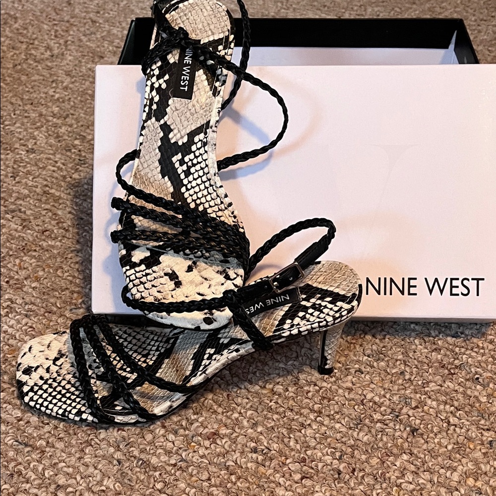 Nine West Snakeskin Strappy Heels